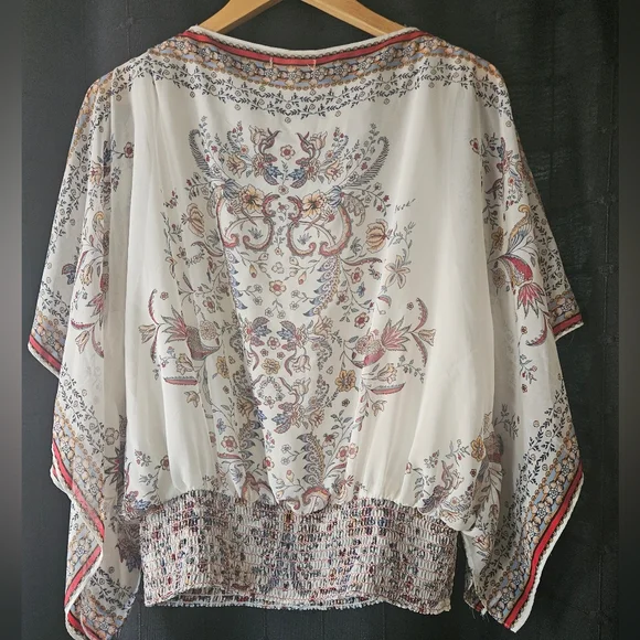 Max Studio Boho Floral Smocked Kaftan Blouse - XL - Picture 4 of 6